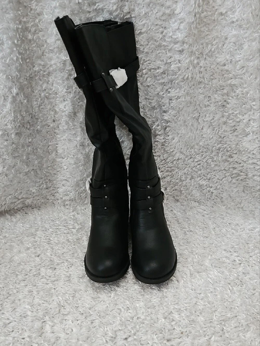 Journee Collection Black Over-the-Knee Wide Calf Buckle Riding Boots
